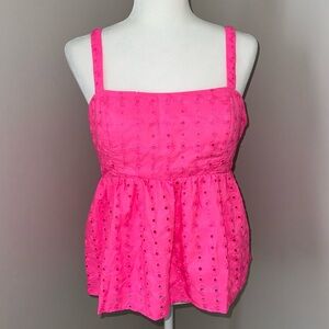 Lilly Pulitzer Neon Pink Michela Eyelet Tie Back Tank Top 8